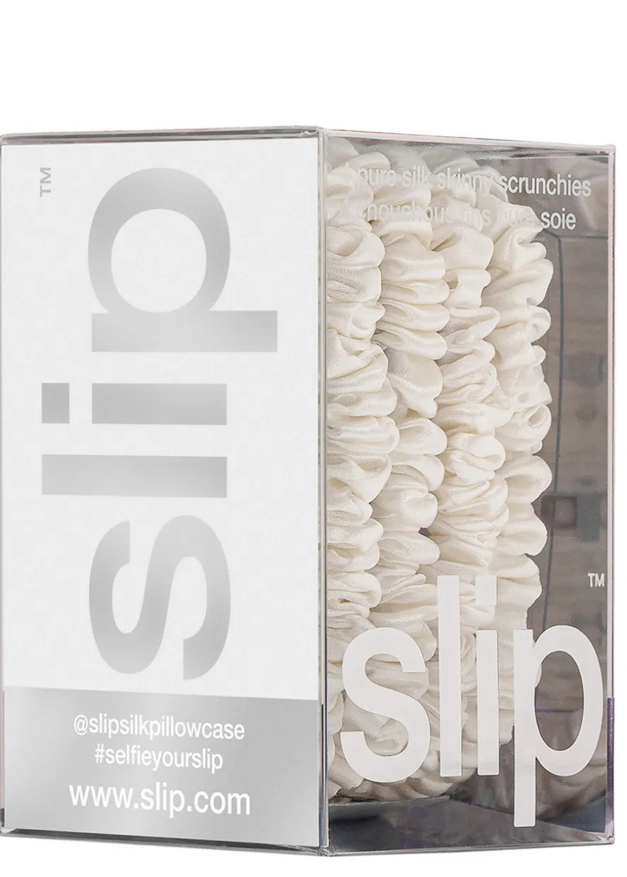 Pure Silk Skinny Scrunchies - White
