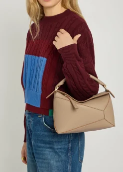 Puzzle Edge small leather top handle bag