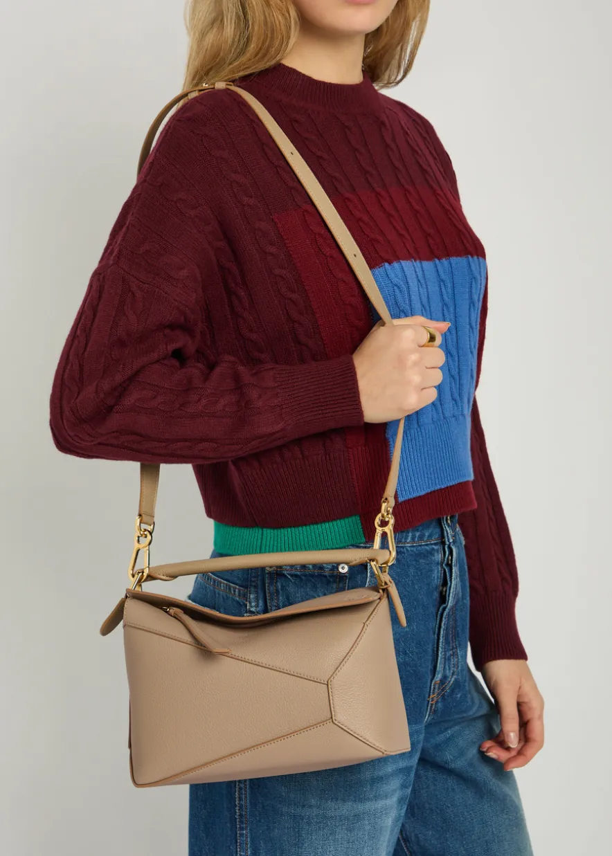 Puzzle Edge small leather top handle bag