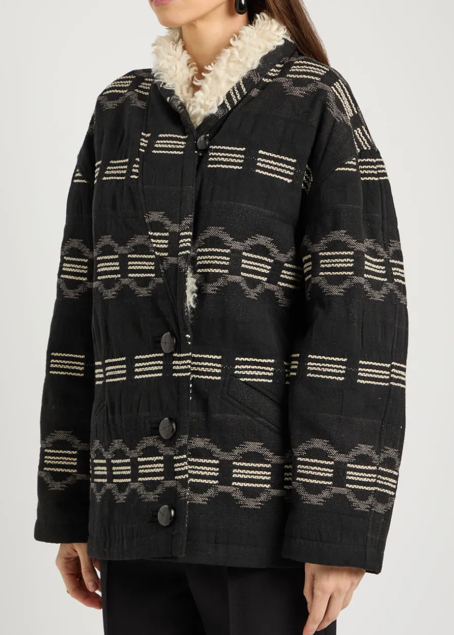 Qayla jacquard cotton-blend coat