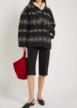 Qayla jacquard cotton-blend coat