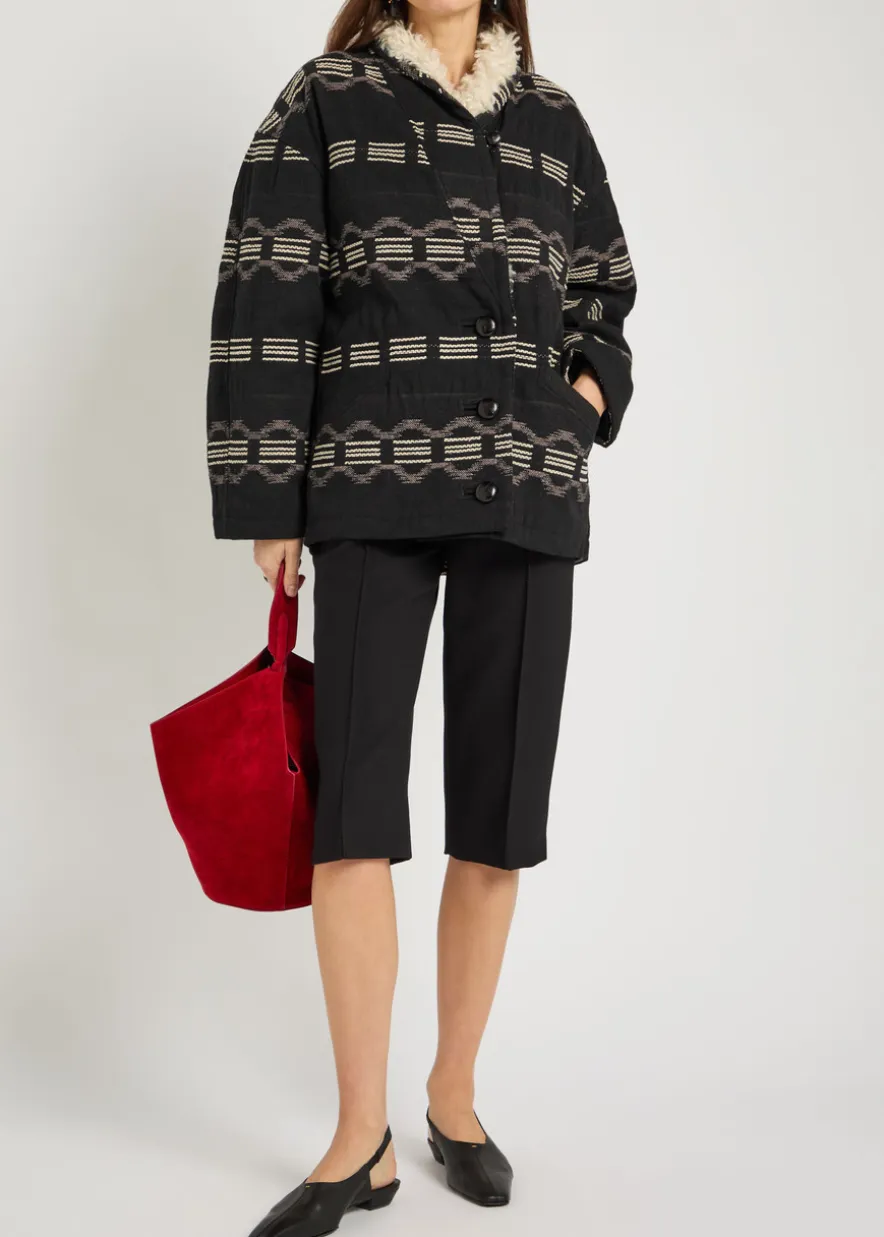 Qayla jacquard cotton-blend coat