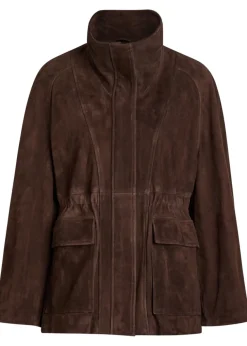 Quai funnel-neck suede jacket