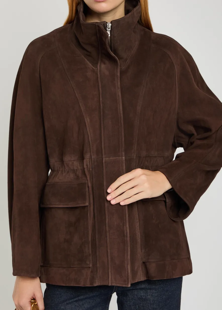 Quai funnel-neck suede jacket