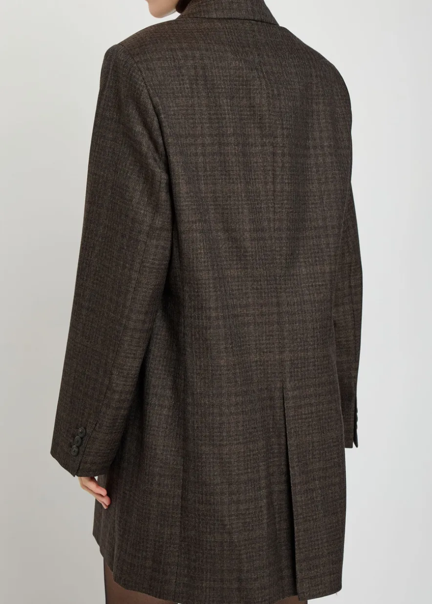 Queens plaid-jacquard wool blazer