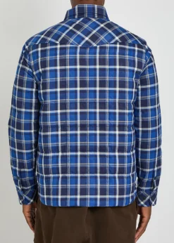 Quilted checked stretch-cotton overshirt