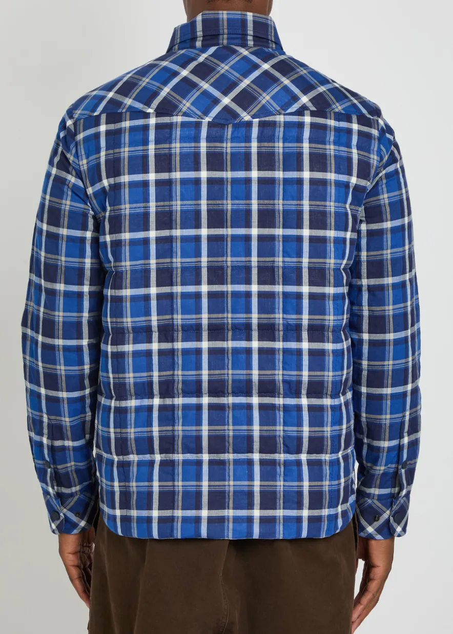 Quilted checked stretch-cotton overshirt