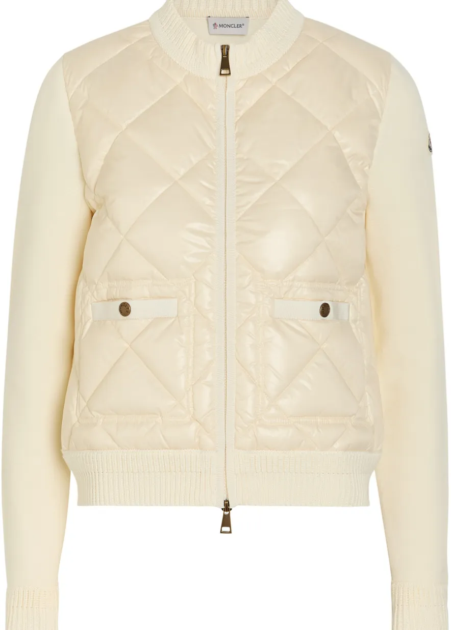 Quilted cotton and nylon cardigan