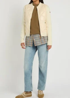 Quilted cotton and nylon cardigan