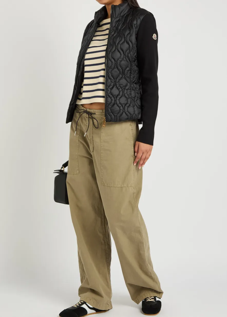 Quilted cotton and nylon cardigan