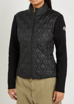 Quilted cotton and nylon cardigan