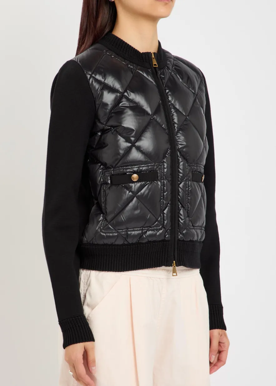 Quilted cotton and nylon cardigan