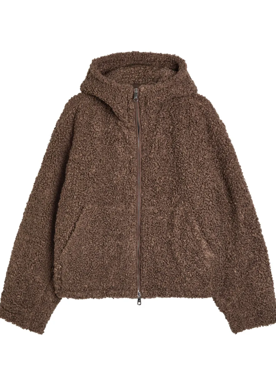 Quilted hooded bouclé jacket