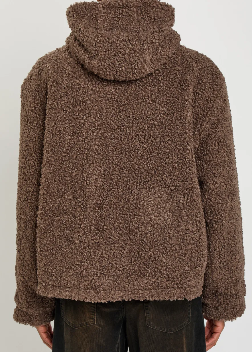 Quilted hooded bouclé jacket