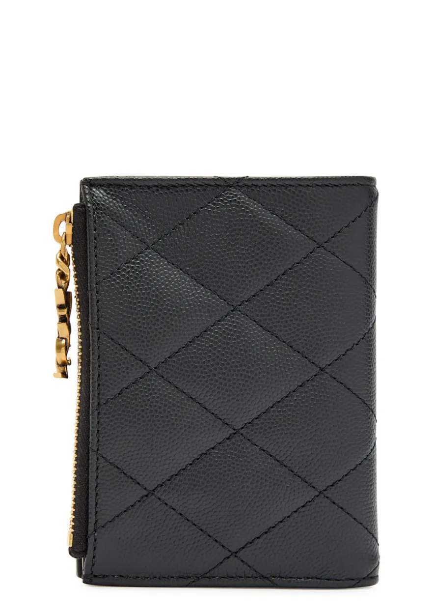 Quilted pebbled leather wallet