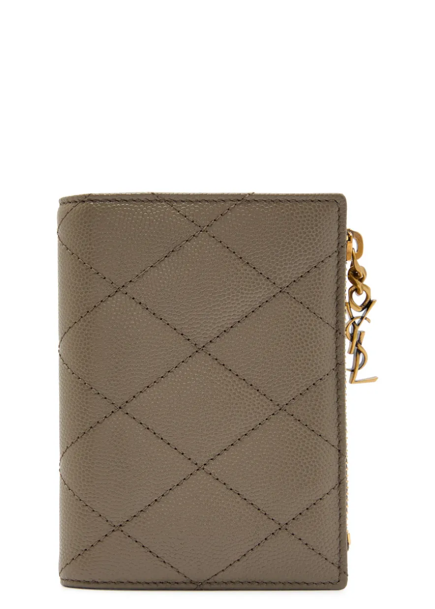 Quilted pebbled leather wallet