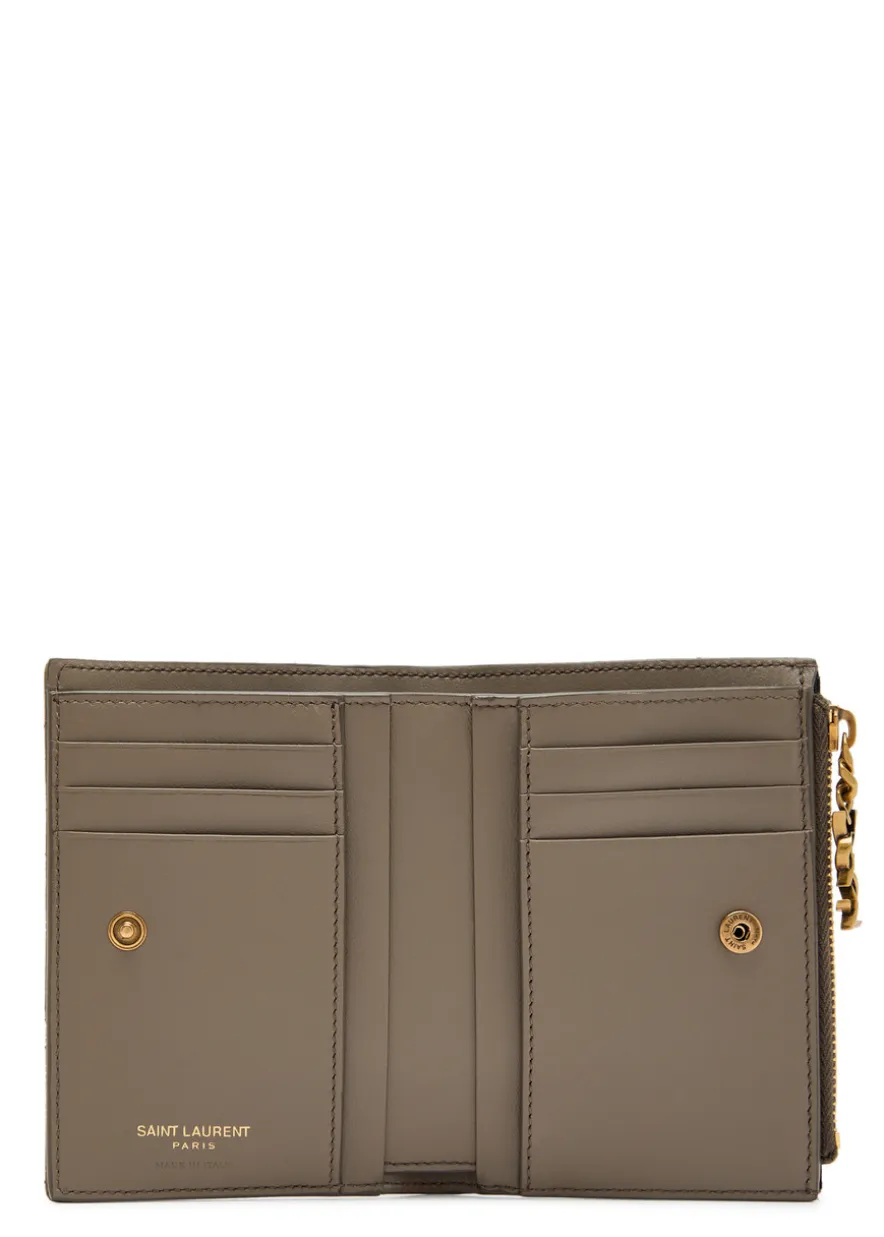 Quilted pebbled leather wallet