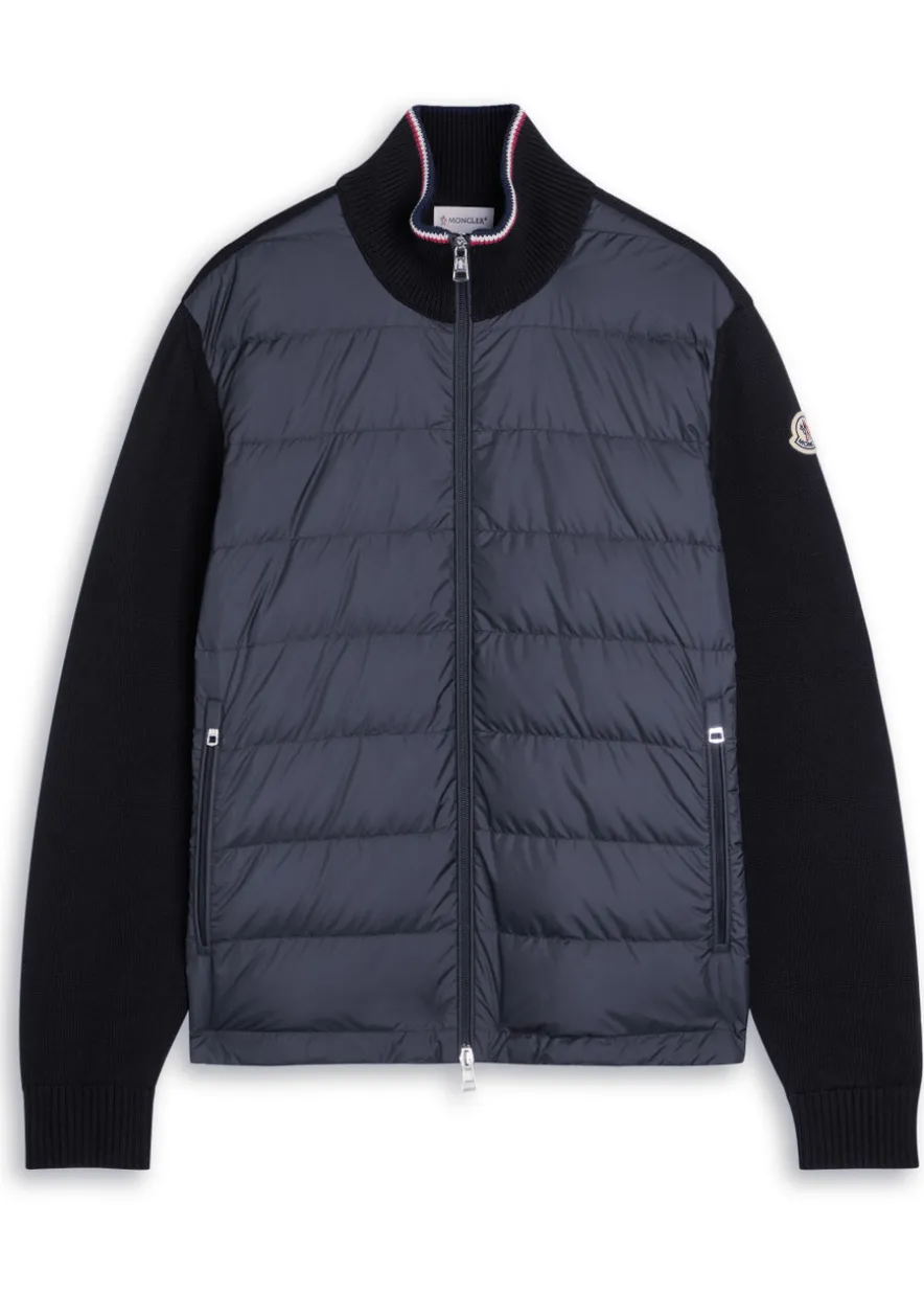 Quilted shell and knit jacket