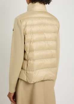 Quilted shell and wool-knit cardigan