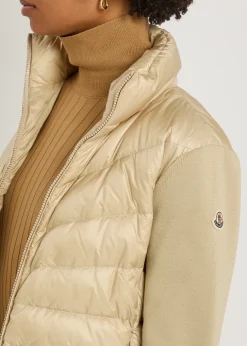 Quilted shell and wool-knit cardigan