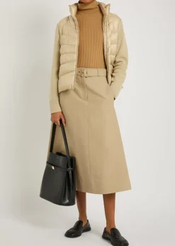 Quilted shell and wool-knit cardigan