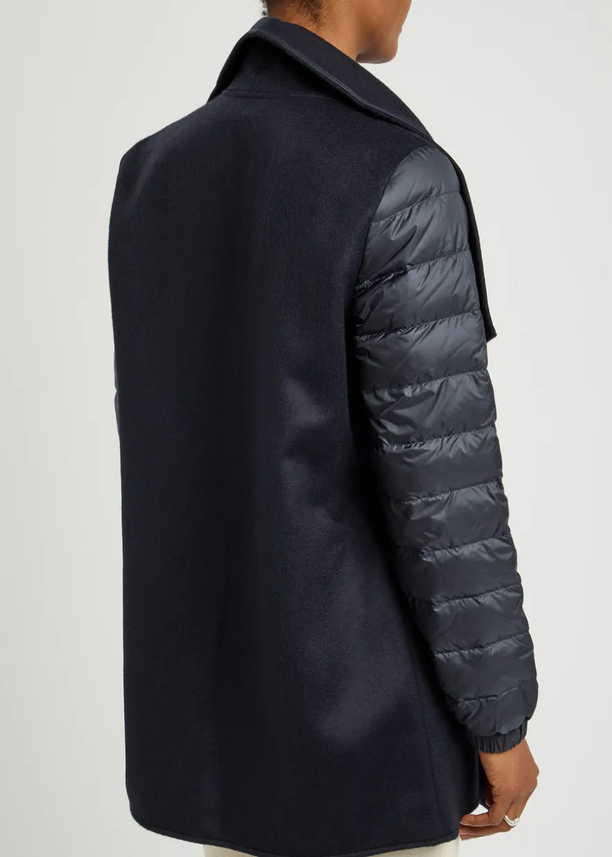 Quilted wool cape coat