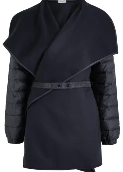 Quilted wool cape coat