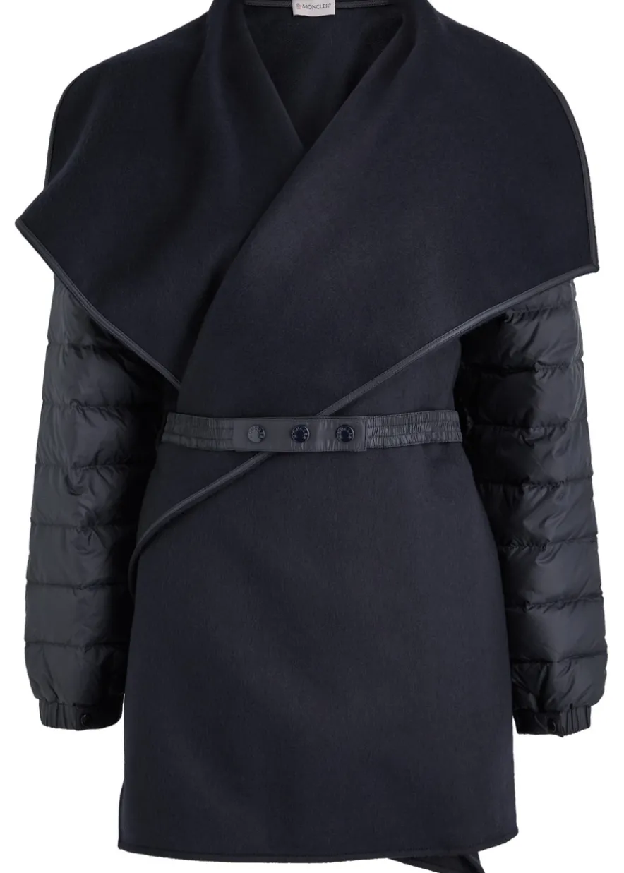 Quilted wool cape coat