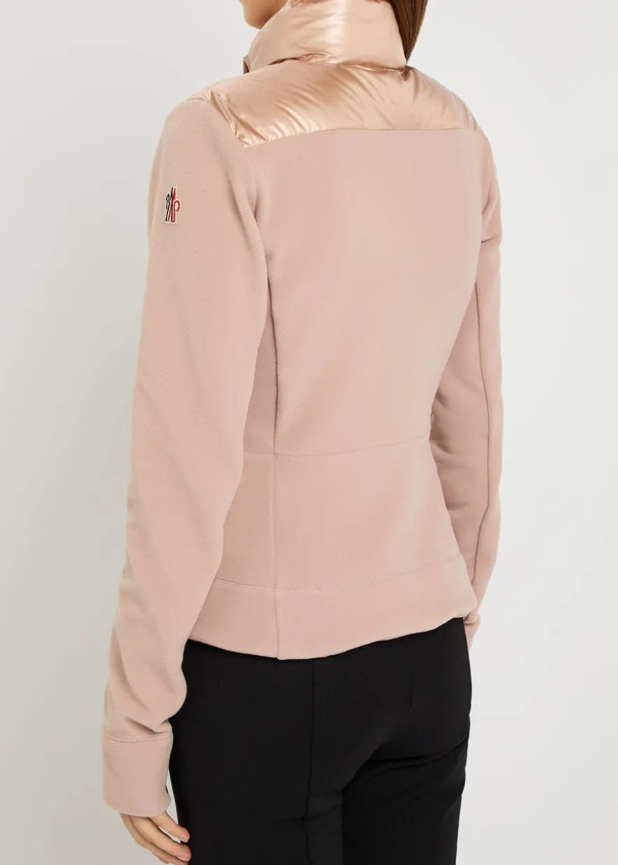 Quilted zip up fleece jacket