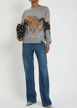 Racing Horses intarsia wool jumper