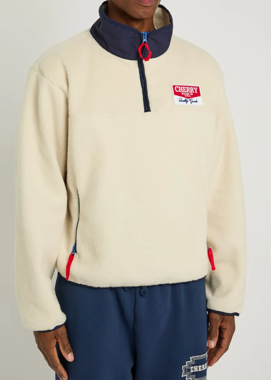 Racing logo-appliquéd half-zip fleece