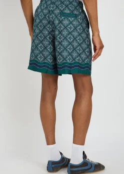 Radiating logo-monogram silk shorts