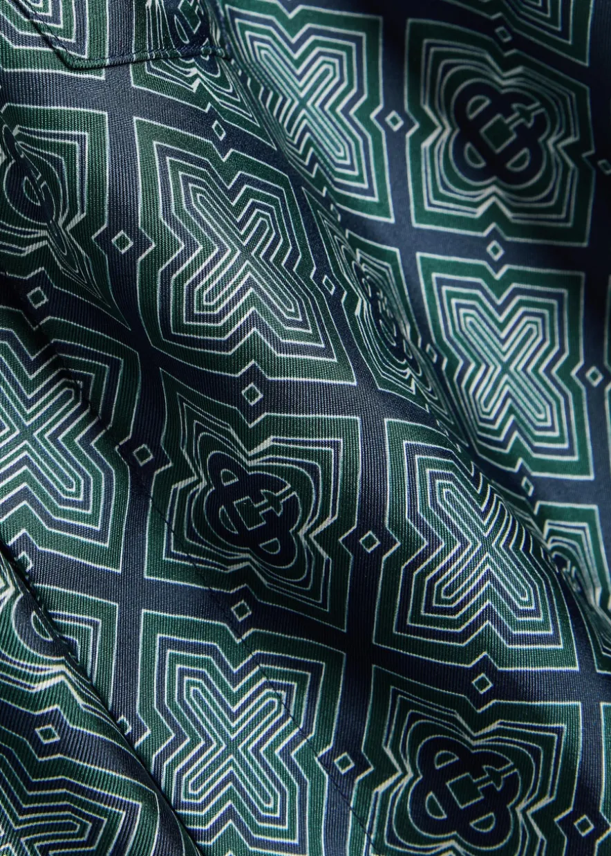 Radiating logo-monogram silk shirt