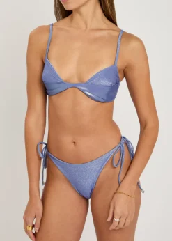 Raffaela glittered lamé bikini top