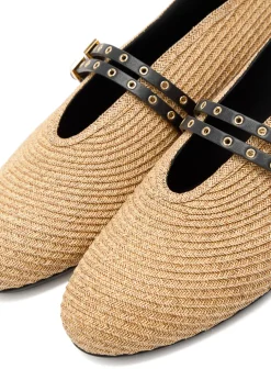 Raffia ballet flats