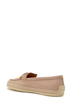 Raffia-trim suede loafers