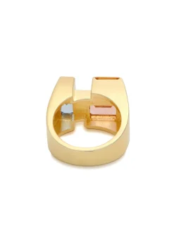 Rainbow Baguette 14kt gold-plated ring