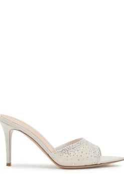 Rania 85 crystal-embellished mesh mules