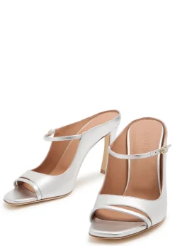 Rania 90 metallic leather mules