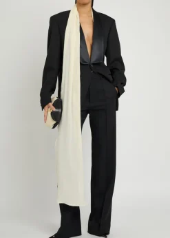Rania scarf-effect wool and silk-blend jacket