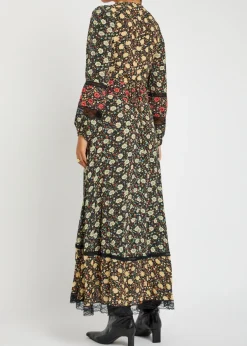 Raven floral-print crepe de chine maxi dress