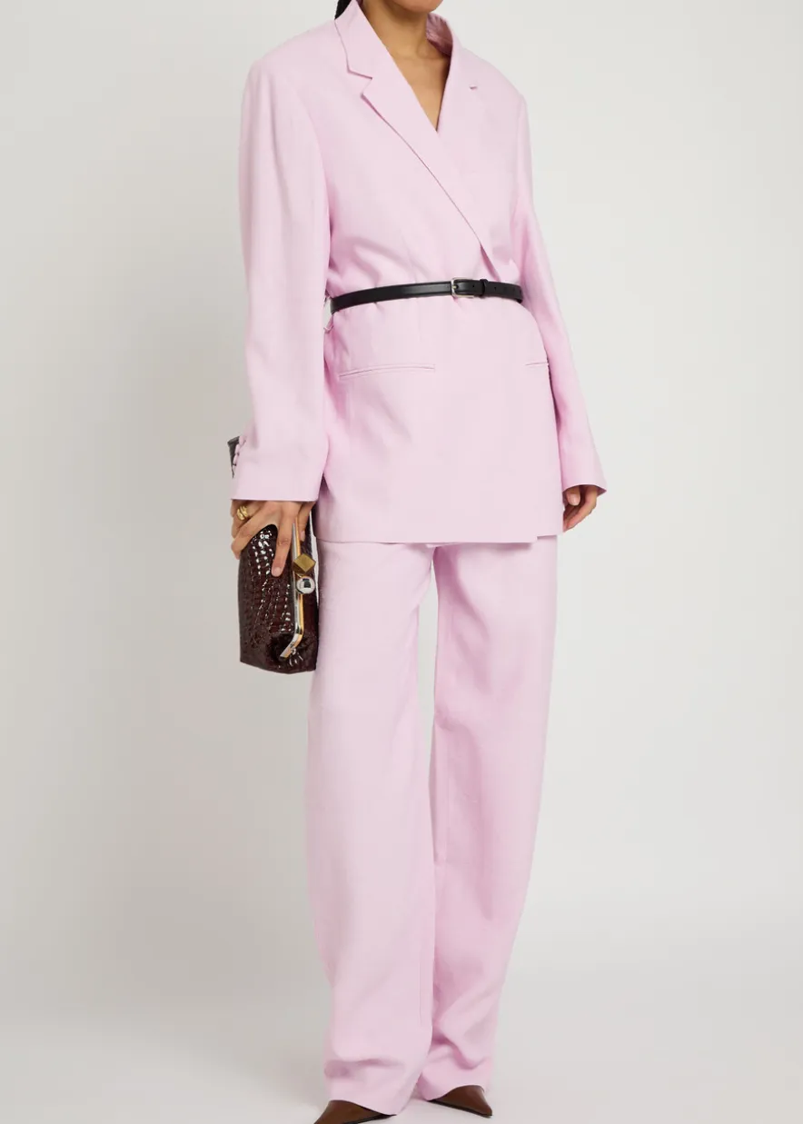 Rea belted slubbed woven blazer