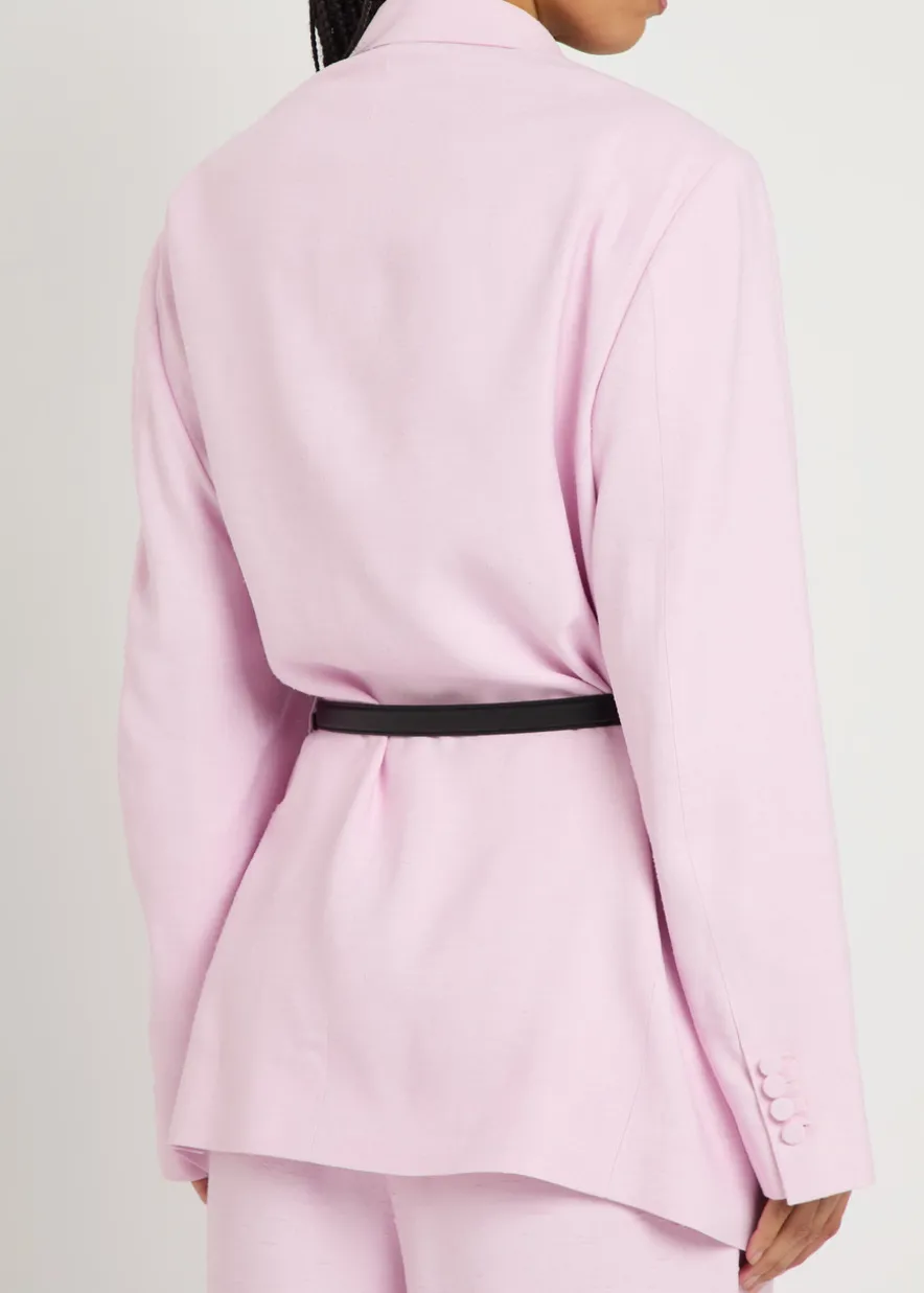 Rea belted slubbed woven blazer