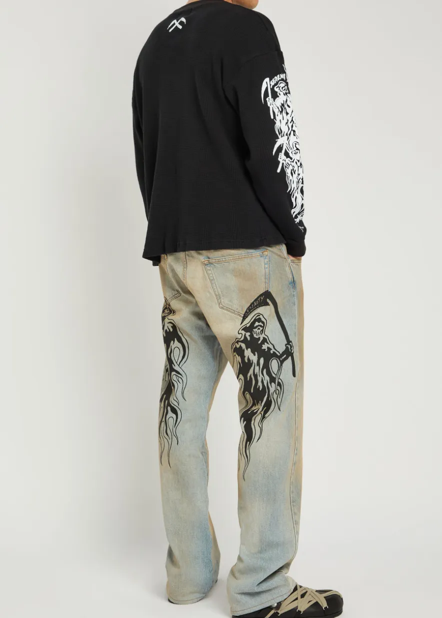 Reaper printed straight-leg jeans