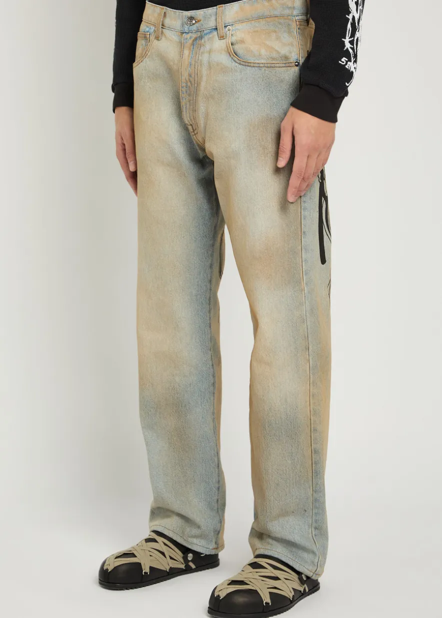Reaper printed straight-leg jeans