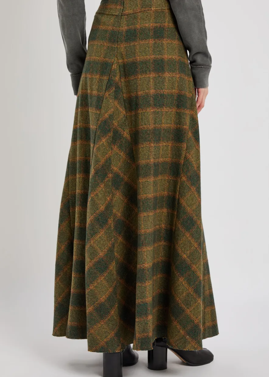 Rebel checked cotton maxi skirt
