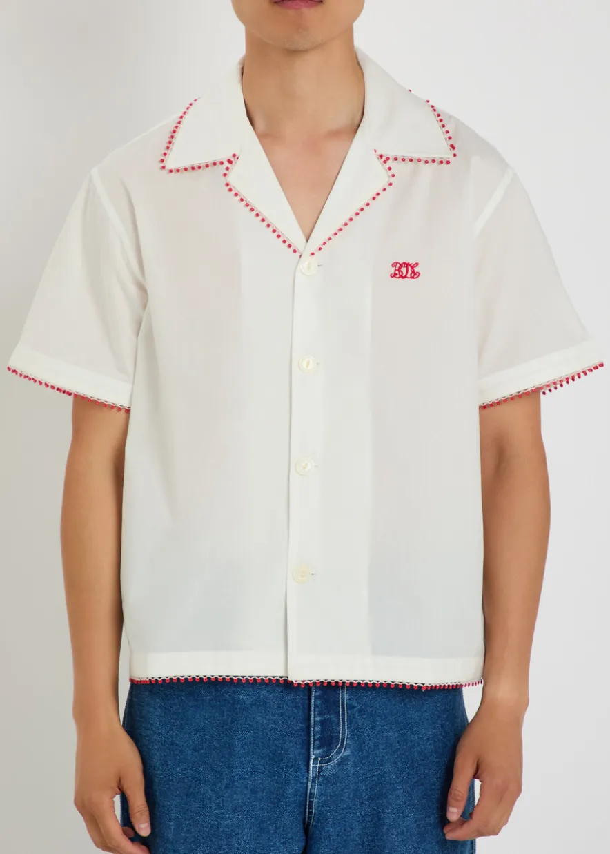 Redbud logo-embroidered cotton-poplin shirt