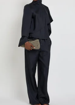 Relaxed straight-leg silk trousers