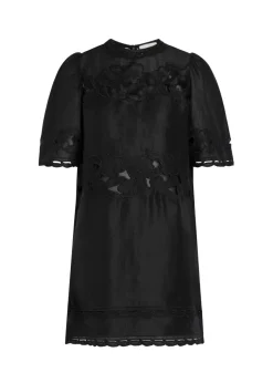 Reldine floral-embroidered ramie mini dress