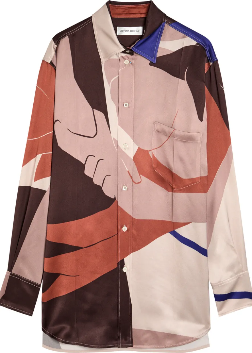 Remi printed satin-crepe shirt